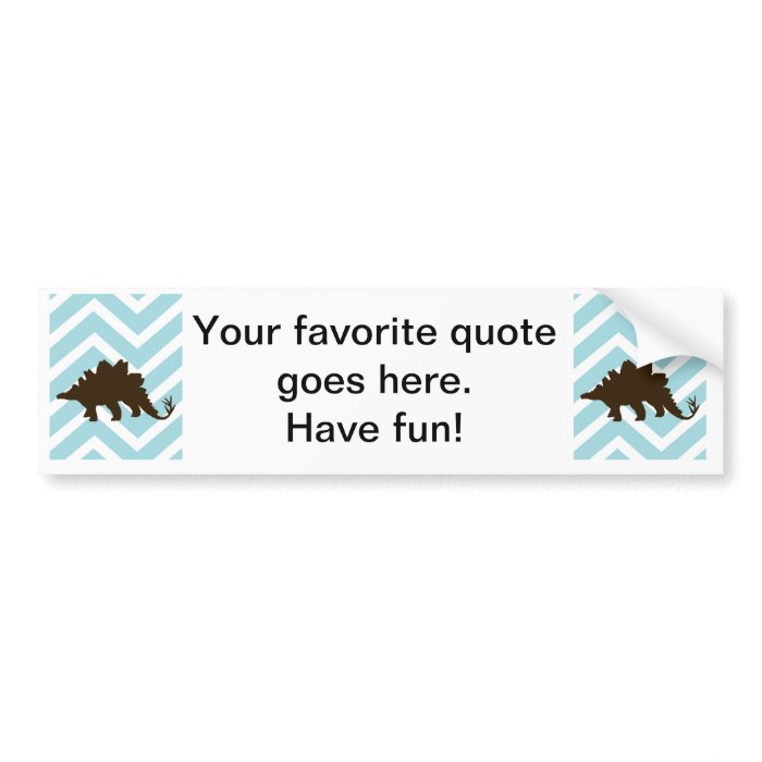 Stegosaurus on Chevron Zigzag   Blue and White Bumper Stickers