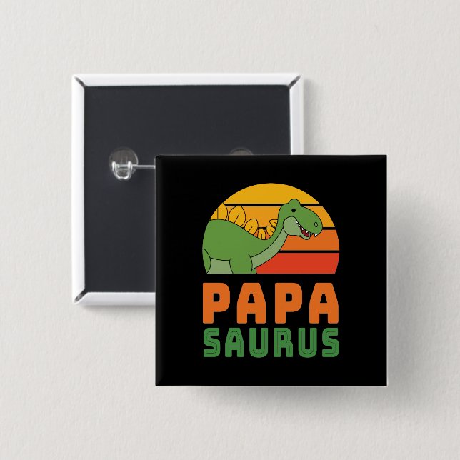 Stegosaurus Papasaurus Dinosaur Father's Day Button (Front & Back)