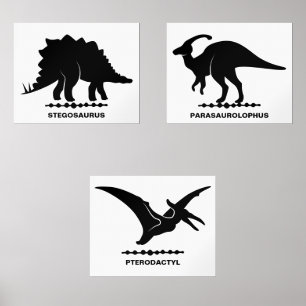 Stegosaurus, Parasaurolophus & Pterodactyl Wall Art Sets