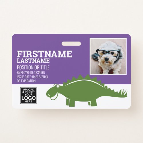 Stegosaurus Pediatrician Day Care Employee Photo Badge
