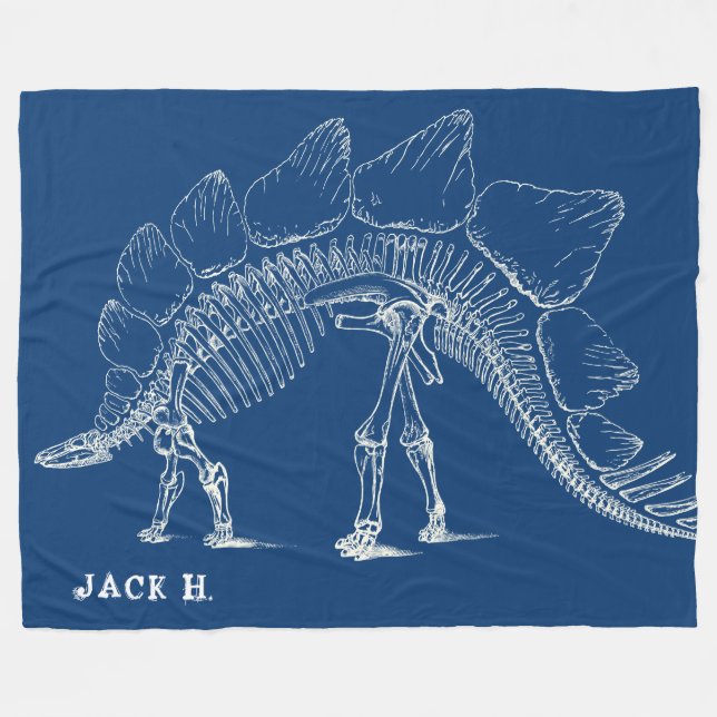 Stegosaurus To The Max Custom Dinosaur Bones Fleece Blanket (Front (Horizontal))