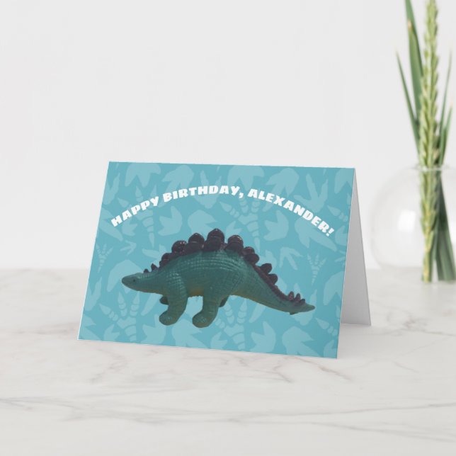Stegosaurus Toy Dinosaur Custom Birthday Card (Front)
