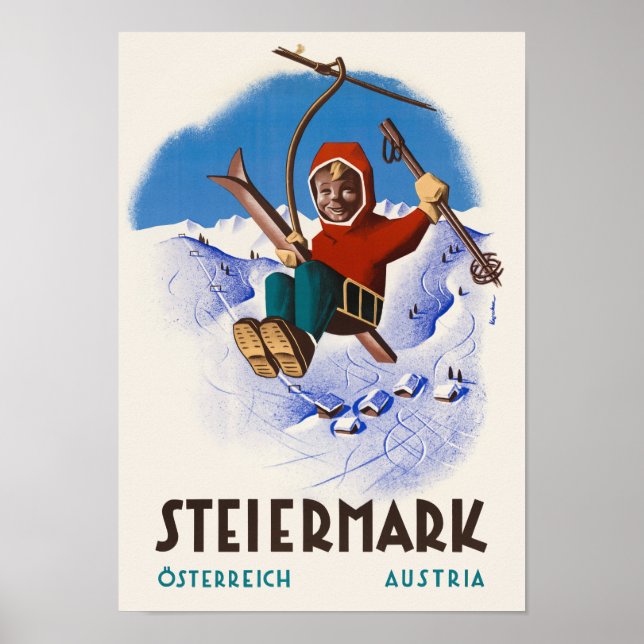 Steiermark Austria Vintage Travel Poster (Front)