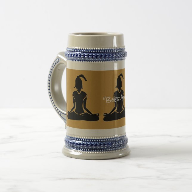 Stein -Beer Yoga Stein w/Gold & Blue (Front Left)
