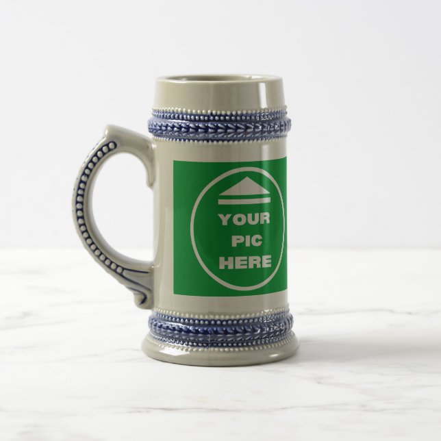 Stein Mug - Add Your Image Gray & Blue (Left)
