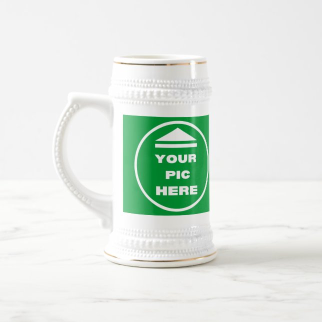 Stein Mug - Add Your Image White & Gold (Left)
