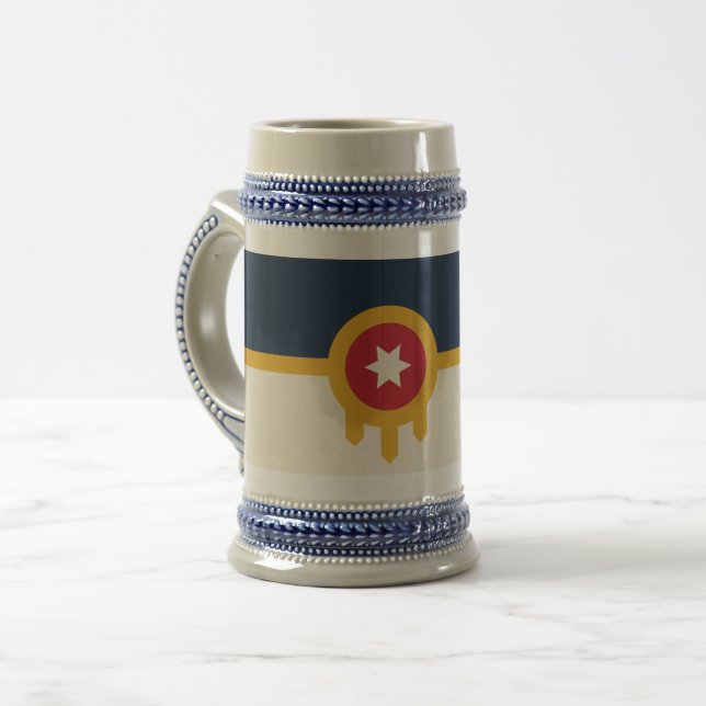 Stein Mug with Flag of Tulsa, Oklahoma (Front Left)