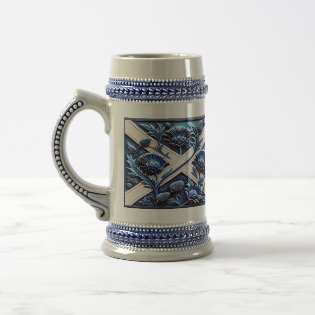 Stein Mug with Scottish Thistles Design (Left)