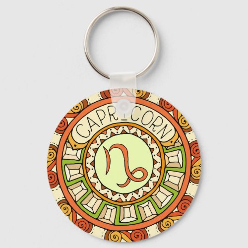 Steinbock Capricorn Sternzeichen Stuffed Mandala Keychain