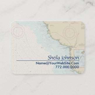 Steinhatchee FL Boating Nautical Chart Blue Tan Business Card