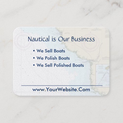 Steinhatchee FL Boating Nautical Chart Blue Tan Business Card