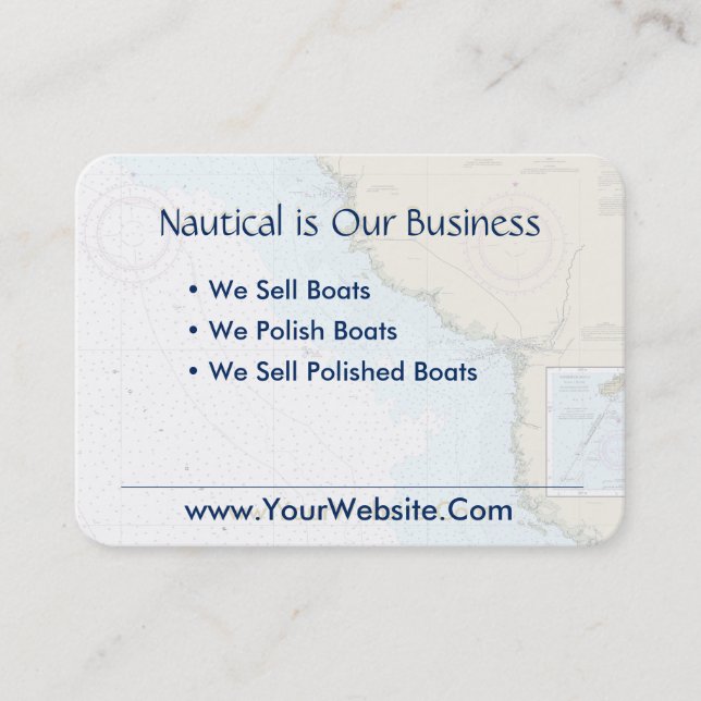 Steinhatchee FL Boating Nautical Chart Blue Tan Business Card (Front)