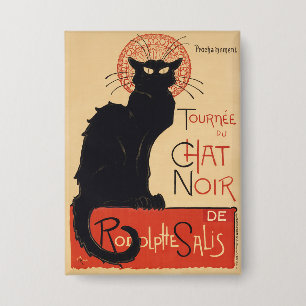 Steinlen Art Nouveau Chic Black Cat Vintage Print Button