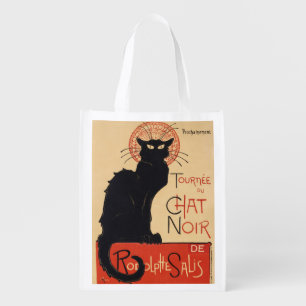 Steinlen Art Nouveau Chic Black Cat Vintage Print Grocery Bag