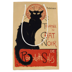 Steinlen Art Nouveau Chic Black Cat Vintage Print Medium Gift Bag