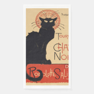 Steinlen Art Nouveau Chic Black Cat Vintage Print Paper Guest Towels