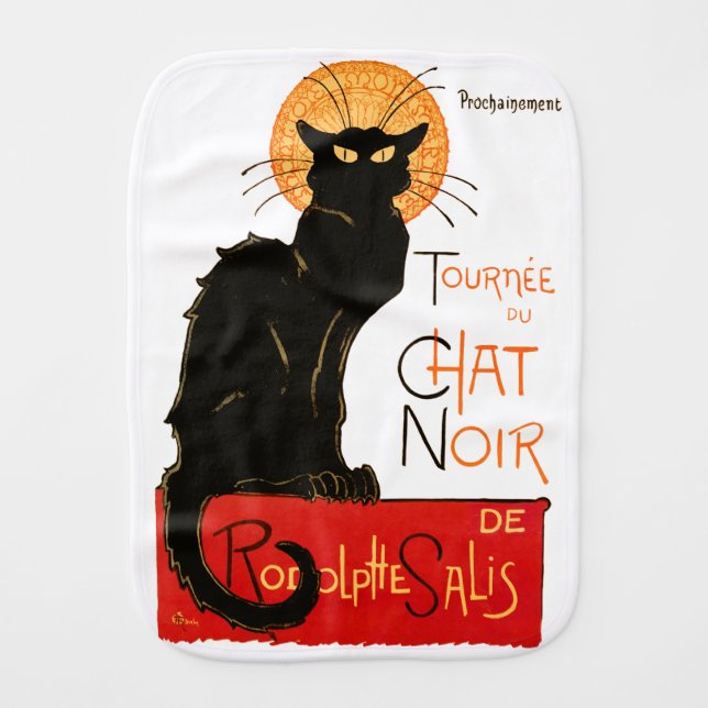 Steinlen Black Cat Classic French Artwork  Baby Burp Cloth (Front)