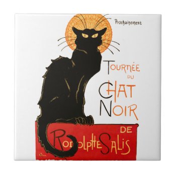 Steinlen Black Cat Classic French Artwork  Ceramic Tile by antiqueart at Zazzle