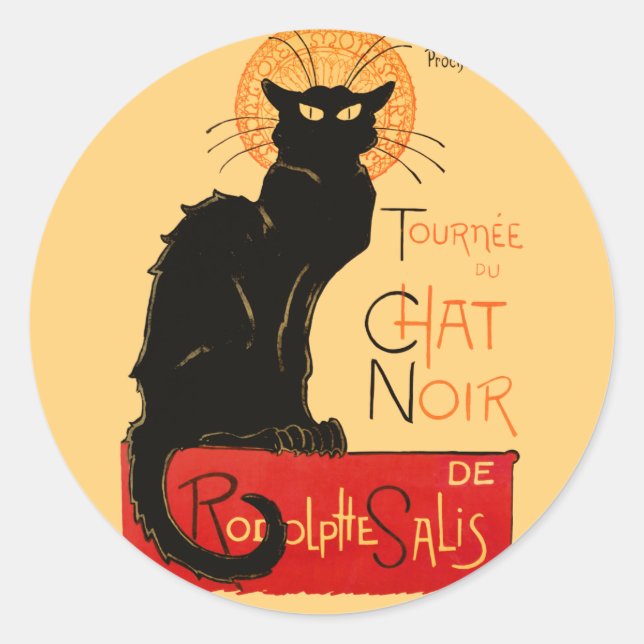 Steinlen Black Cat Classic French Artwork  Classic Round Sticker (Front)