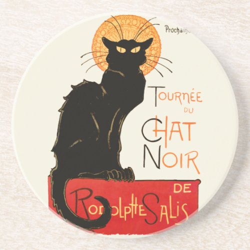 Steinlen Black Cat Classic French Artwork  Coaster