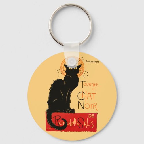 Steinlen Black Cat Classic French Artwork  Keychain