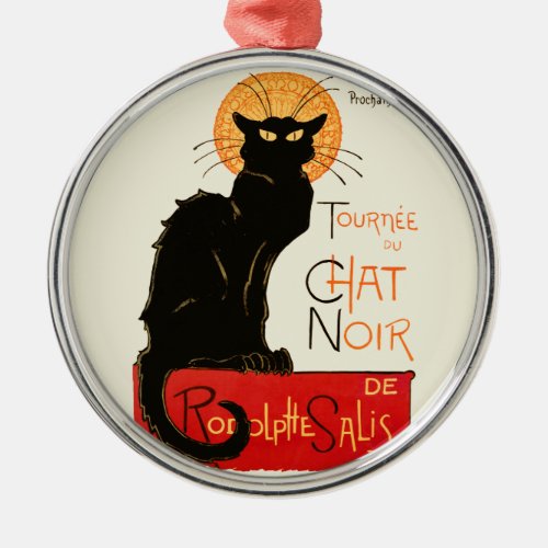 Steinlen Black Cat Classic French Artwork  Metal Ornament