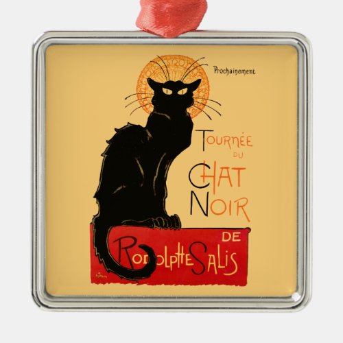 Steinlen Black Cat Classic French Artwork  Metal Ornament