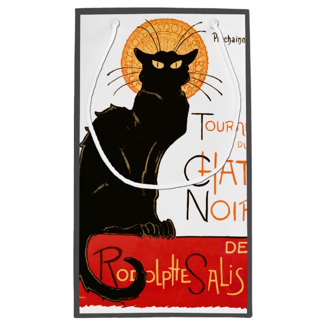 Steinlen Black Cat Classic French Artwork  Small Gift Bag (Back)