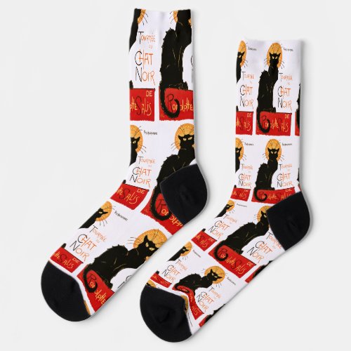 Steinlen Black Cat Classic French Artwork  Socks