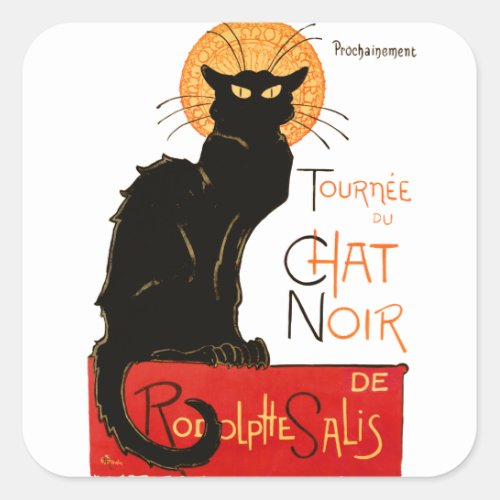 Steinlen Black Cat Classic French Artwork  Square Sticker