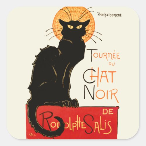 Steinlen Black Cat Classic French Artwork  Square Sticker