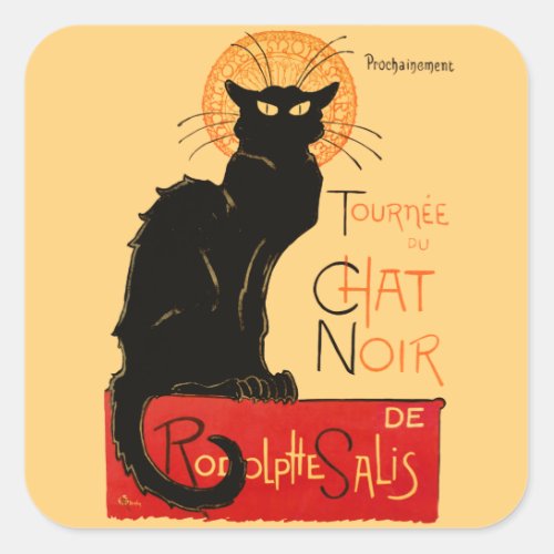 Steinlen Black Cat Classic French Artwork  Square Sticker