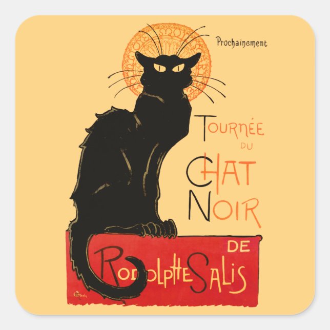 Steinlen Black Cat Classic French Artwork  Square Sticker (Front)