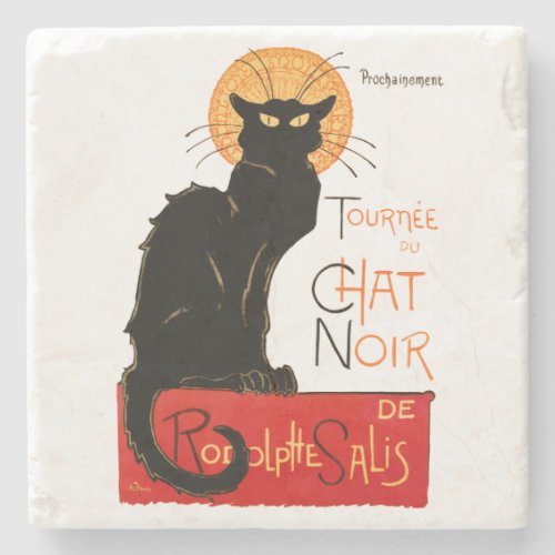 Steinlen Black Cat Classic French Artwork  Stone Coaster