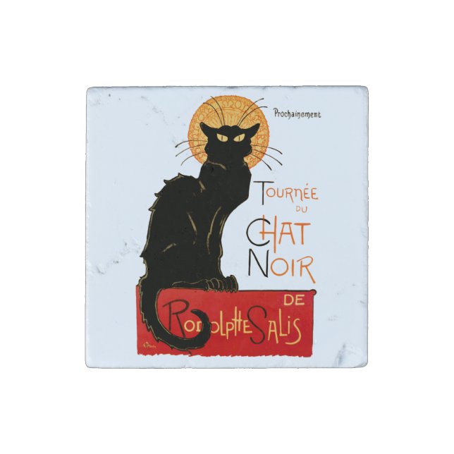 Steinlen Black Cat Classic French Artwork  Stone Magnet (Second Magnet)