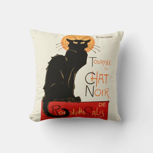 Steinlen Black Cat Classic French Artwork  Throw Pillow
