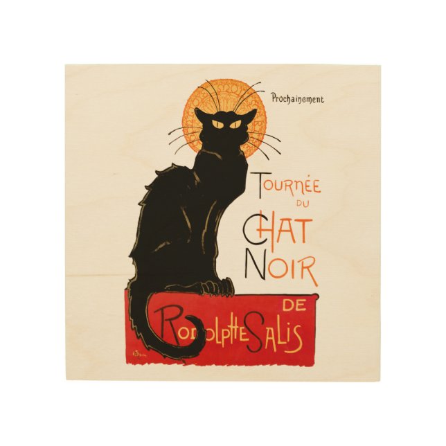 Steinlen Black Cat Classic French Artwork  Wood Wall Art (Front)