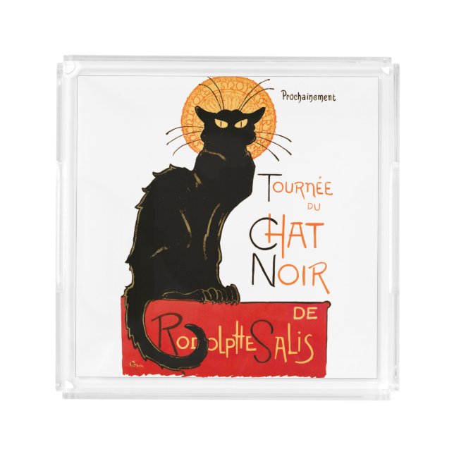 Steinlen Black Cat Classic French Chat Noir Poster Acrylic Tray (Front)