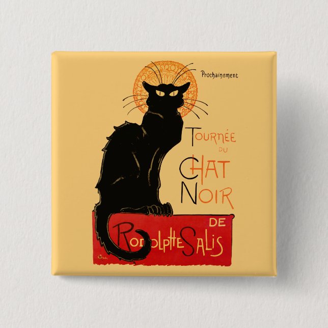 Steinlen Black Cat Classic French Chat Noir Poster Button (Front)