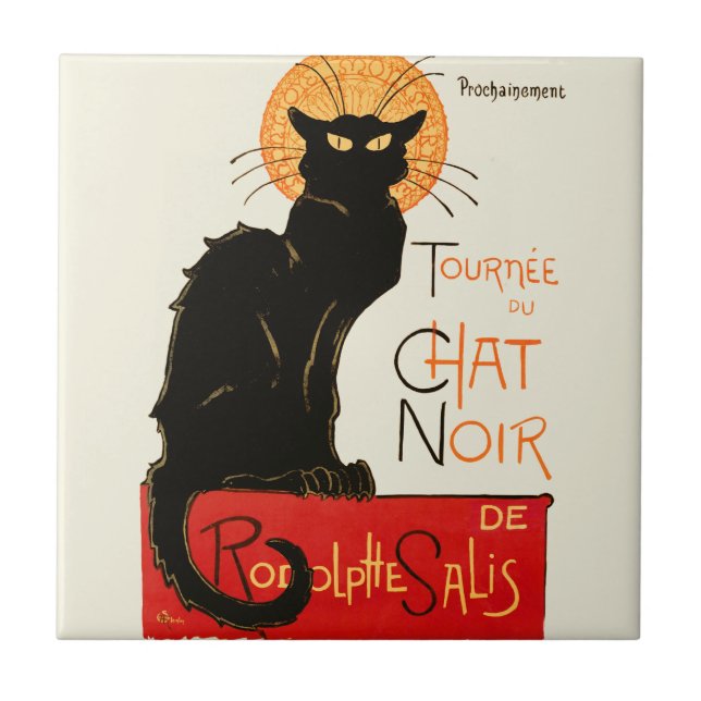 Steinlen Black Cat Classic French Chat Noir Poster Ceramic Tile (Front)
