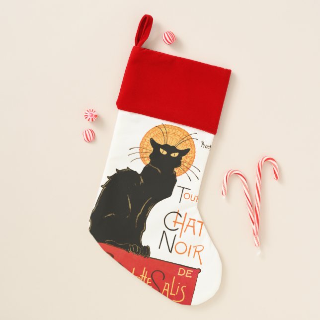 Steinlen Black Cat Classic French Chat Noir Poster Christmas Stocking (Front)