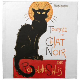 Steinlen Black Cat Classic French Chat Noir Poster Cloth Napkin