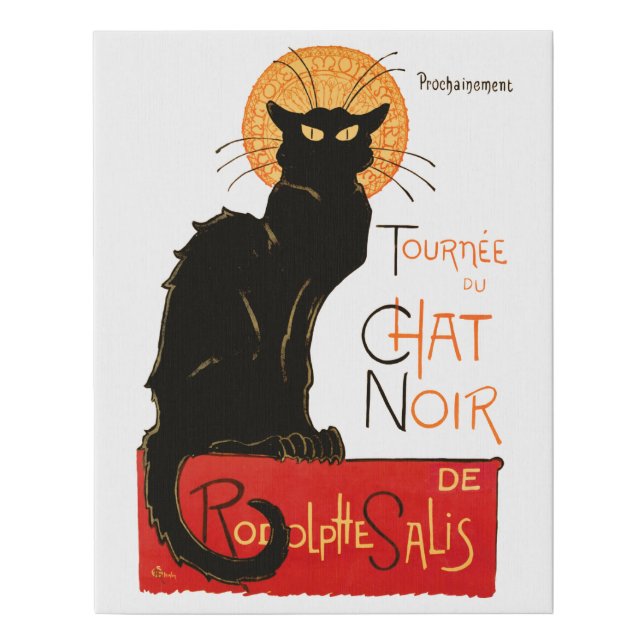 Steinlen Black Cat Classic French Chat Noir Poster Faux Canvas Print (Front)