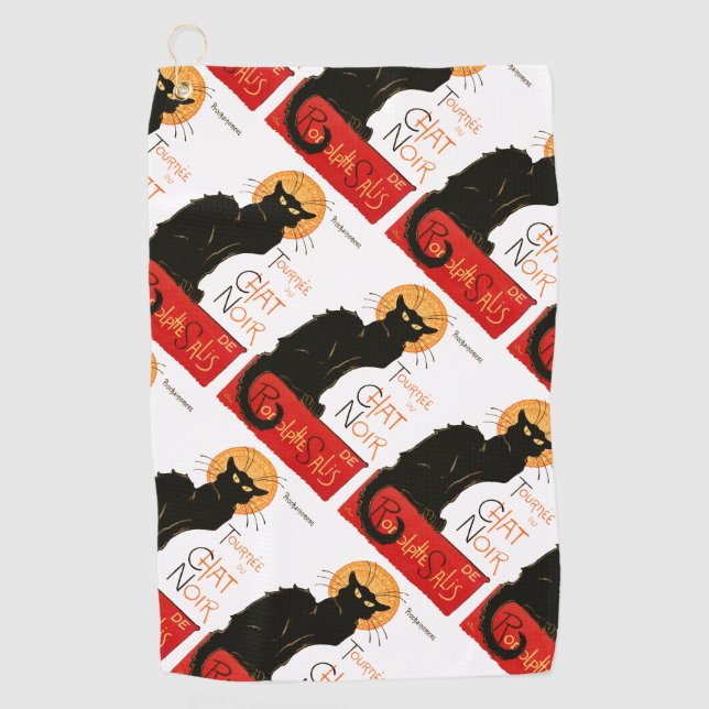Steinlen Black Cat Classic French Chat Noir Poster Golf Towel (Front)