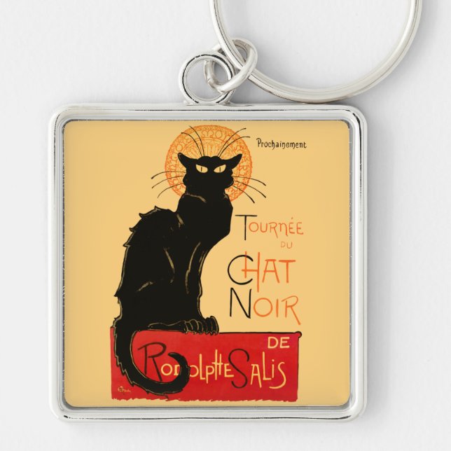 Steinlen Black Cat Classic French Chat Noir Poster Keychain (Front)