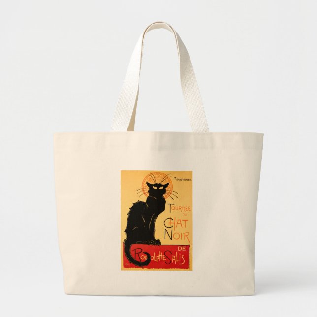 Steinlen Black Cat Classic French Chat Noir Poster Large Tote Bag (Front)