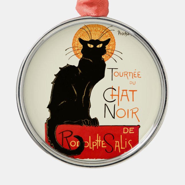 Steinlen Black Cat Classic French Chat Noir Poster Metal Ornament (Front)
