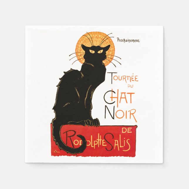 Steinlen Black Cat Classic French Chat Noir Poster Napkins (Front)