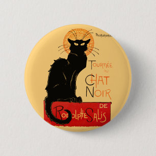 Steinlen Black Cat Classic French Chat Noir Poster Pinback Button