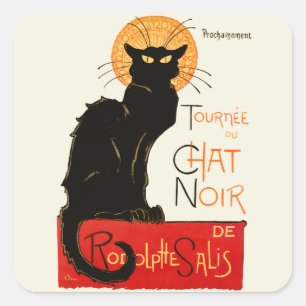 Steinlen Black Cat Classic French Chat Noir Poster Square Sticker